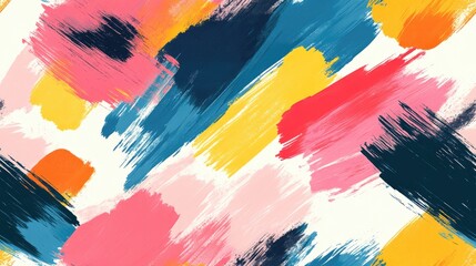 Obraz premium Seamless abstract pattern featuring brushed paint strokes in vibrant colors ideal for modern textile designs