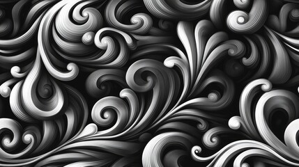 Abstract black and white seamless texture featuring dynamic patterns for modern design applications