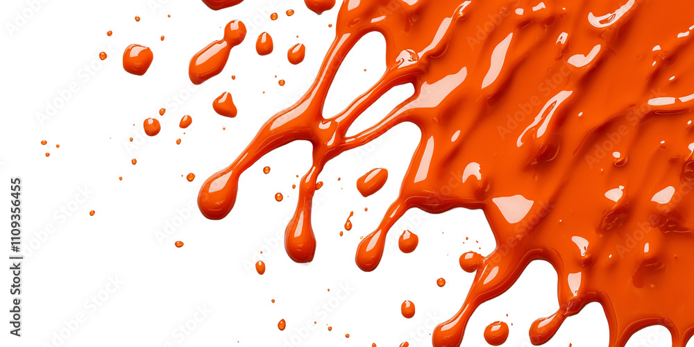 Poster vivid orange paint splatters create dynamic shapes and textures, capturing energy and creativity.