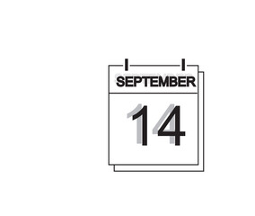 Print calendar - September 14 icon illustration isolated vector sign symbol