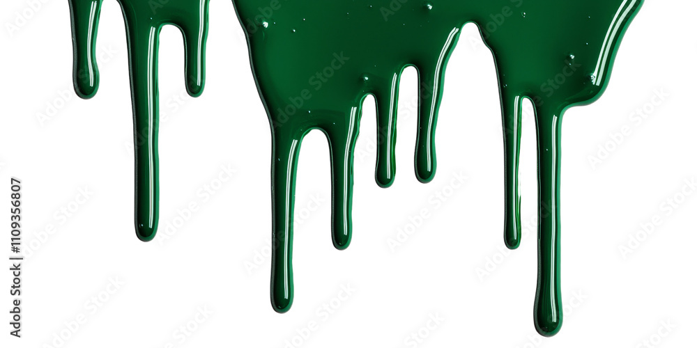 Poster a vivid green substance drips downward, creating a dynamic texture and glossy appearance.