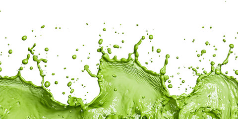 A vibrant splash of green liquid, creating a dynamic and energetic visual effect.