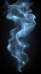 Fototapeta premium Bluish smoke rises sinuously upwards. Black background.