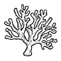 Obraz premium Here's a and keyword list for your image.. Hand-drawn illustration of a branching coral.