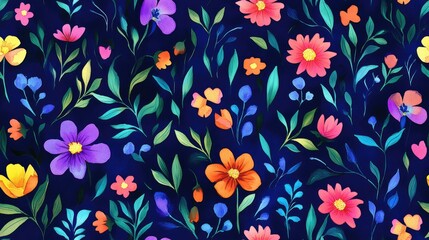 Floral watercolor seamless pattern featuring vibrant flowers ideal for fabric and textile design in spring collections cover art