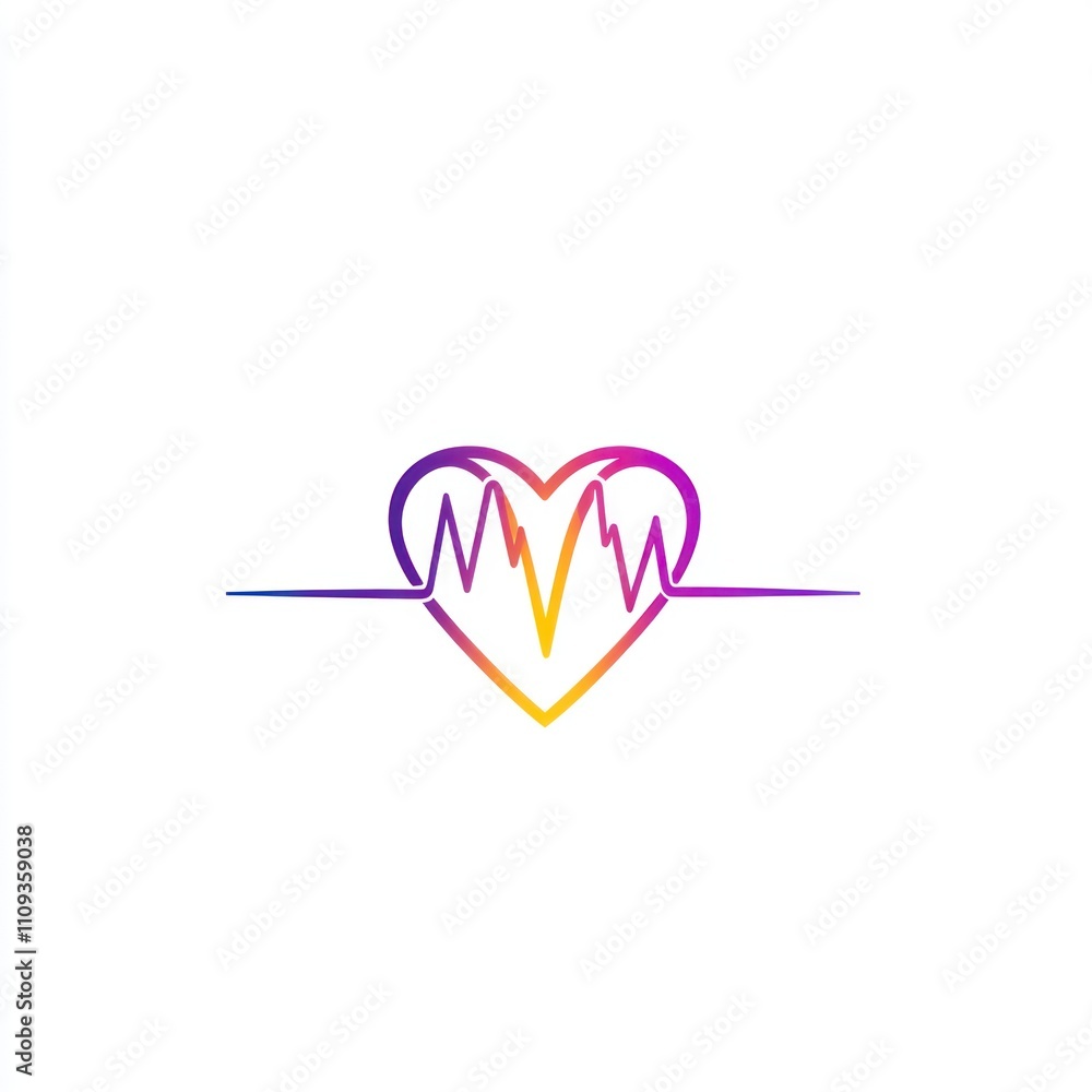 Poster here's a description and keywords for your image.. heartbeat graphic design, colorful heart with pul