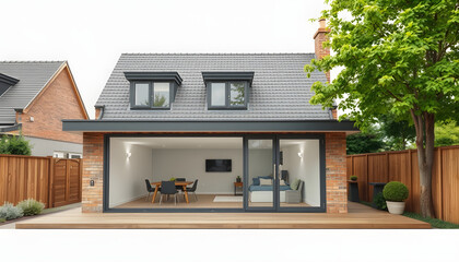 Annexe house extension, UK home improvement with a white accent, png