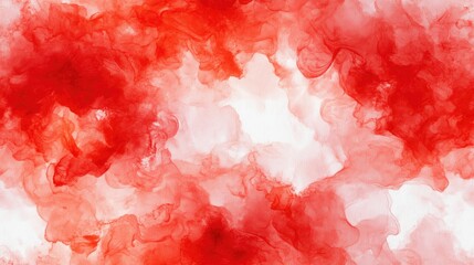Fototapeta premium Seamless pattern of vibrant red alcohol ink wash texture on a crisp white paper background featuring fluid paint flow and a whimsical ethereal effect