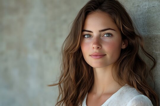 Confident Young Asian Brunette with Warm Glow Lighting