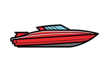 Red Speedboat Vector Illustration Modern Motorboat Design