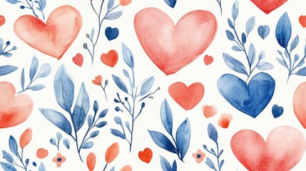 Watercolor seamless pattern featuring playful hearts and whimsical designs perfect for fabric gift wrapping and festive decorations Valentine s Day children s rooms birthday celebrations