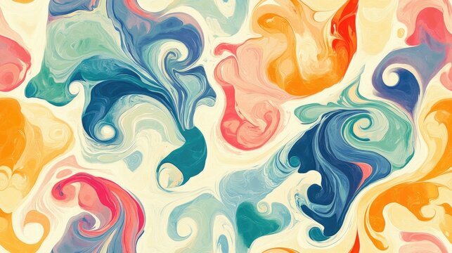 Seamless marbling pattern showcasing intricate swirls and colors ideal for bookbinding endpapers or stationery design