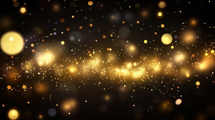 Abstract golden background with bokeh effect and shining defocused glitters. Festive gold texture for Christmas, New Year, birthday, celebration, greeting, victory, success, magic party.