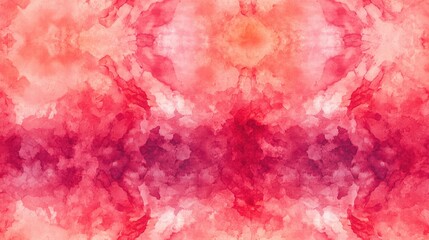 Fototapeta premium Vibrant seamless pattern featuring abstract tie dye watercolor textures in red and pink hues perfect for backgrounds and artistic design