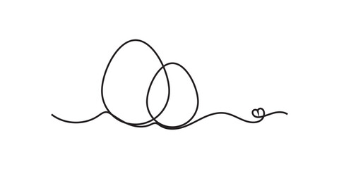 Obraz premium Print continues one line drawing of eggs in abstract shape, vector illustration design elements for easter holidays, line egg vector, easter egg, one line art 