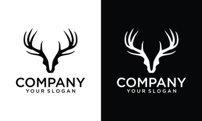 Obraz premium Creative deer head silhouette vector illustration, logo type