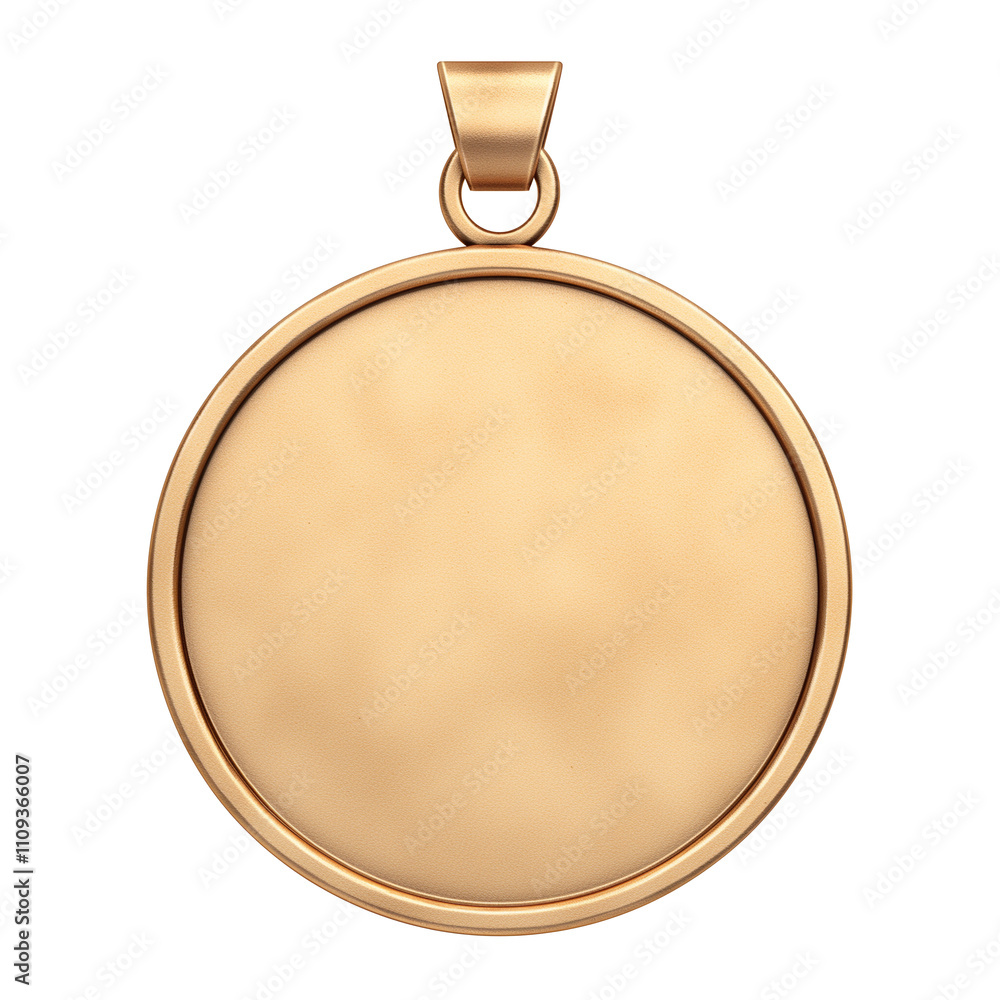 Poster bronze medal with smooth surface and loop for hanging, isolated on white background. medal simple de