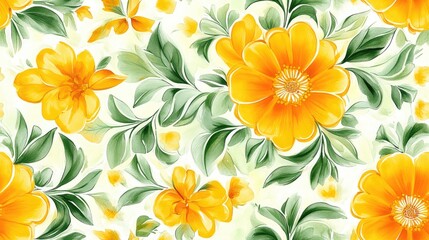 Obraz premium Seamless abstract pattern featuring stylized Portuguese decor in bright yellow and lime watercolor ideal for textiles and home decor design