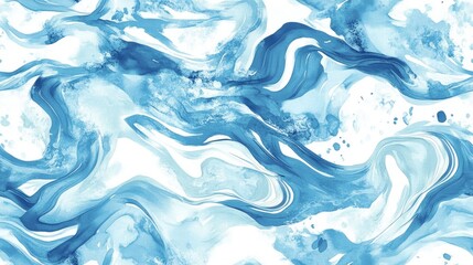 Obraz premium Seamless abstract pattern featuring blue sea water and watercolor river hues perfect for textile design or background decor