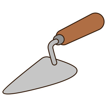 trowel with brown handle on white clip art preview