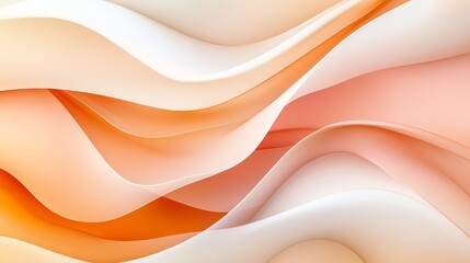 Obraz premium A vibrant abstract background featuring smooth, flowing waves in soft peach, coral, and cream hues, perfect for creating modern designs and artistic visuals.
