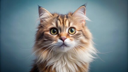 Adorable cat with big eyes and fluffy fur , cute, feline, pet, furry, whiskers, playful, adorable, kitten, domestic, animal