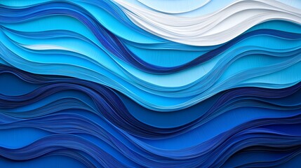 Fototapeta premium Abstract art with layered blue waves, showcasing depth and texture. Perfect for creative projects and backgrounds.
