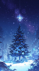 cute cartoon kawaii anime manga style winter christmas santa background