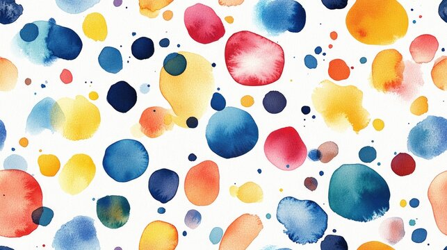 Abstract watercolor seamless pattern featuring fluid shapes and vibrant colors on a clean white background perfect for textile and home decor dizain
