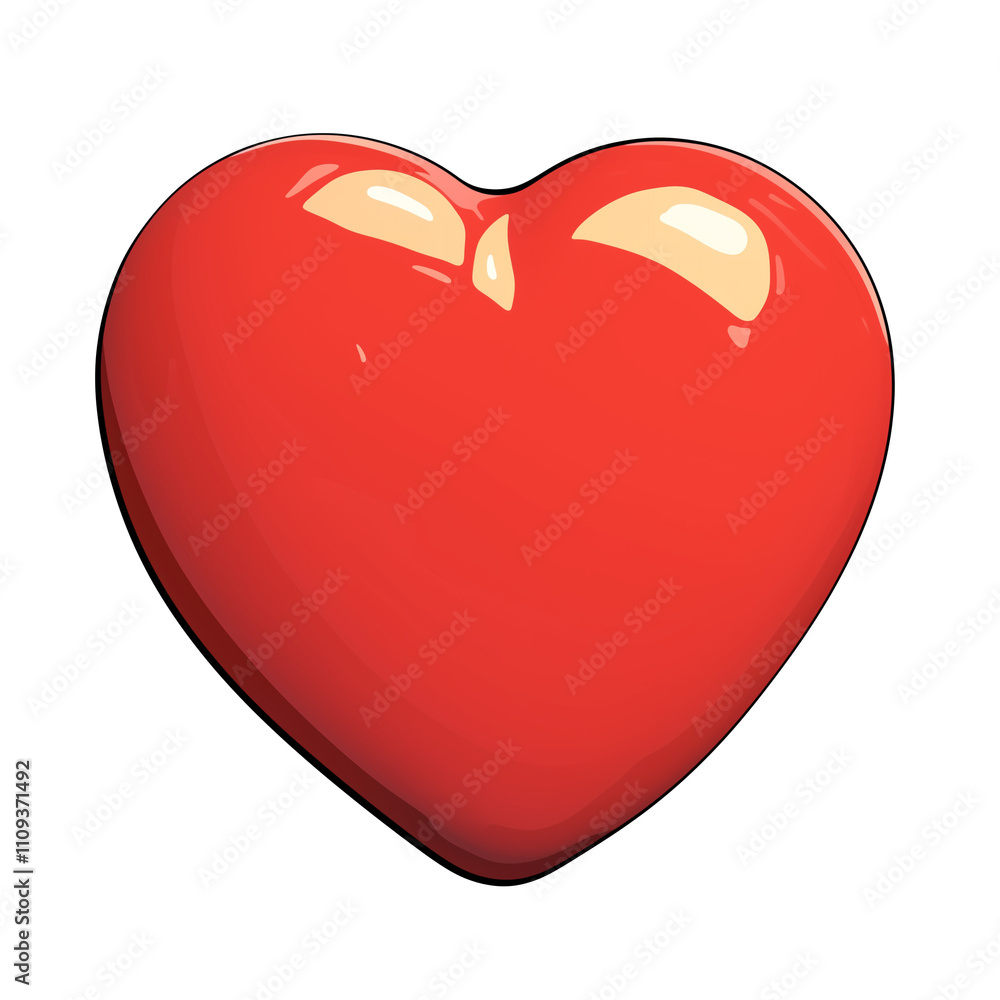 Poster shiny red heart shaped object isolated on white background, symbolizing love and affection. glossy s