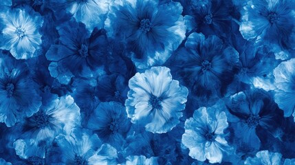 Vibrant seamless tie dye pattern featuring abstract floral designs in blue and indigo tones ideal for fabric prints and home decor