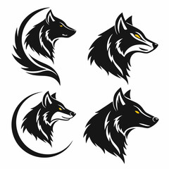 Wolf Head Icon, Wolf Head Icon Set, Set of Wolf Icons, Vector Wolf Head Design, Wolf Icon Collection, Wild Wolf Head Illustration, Set of Animal Wolf Icons, Wolf Symbol Design for Logo.