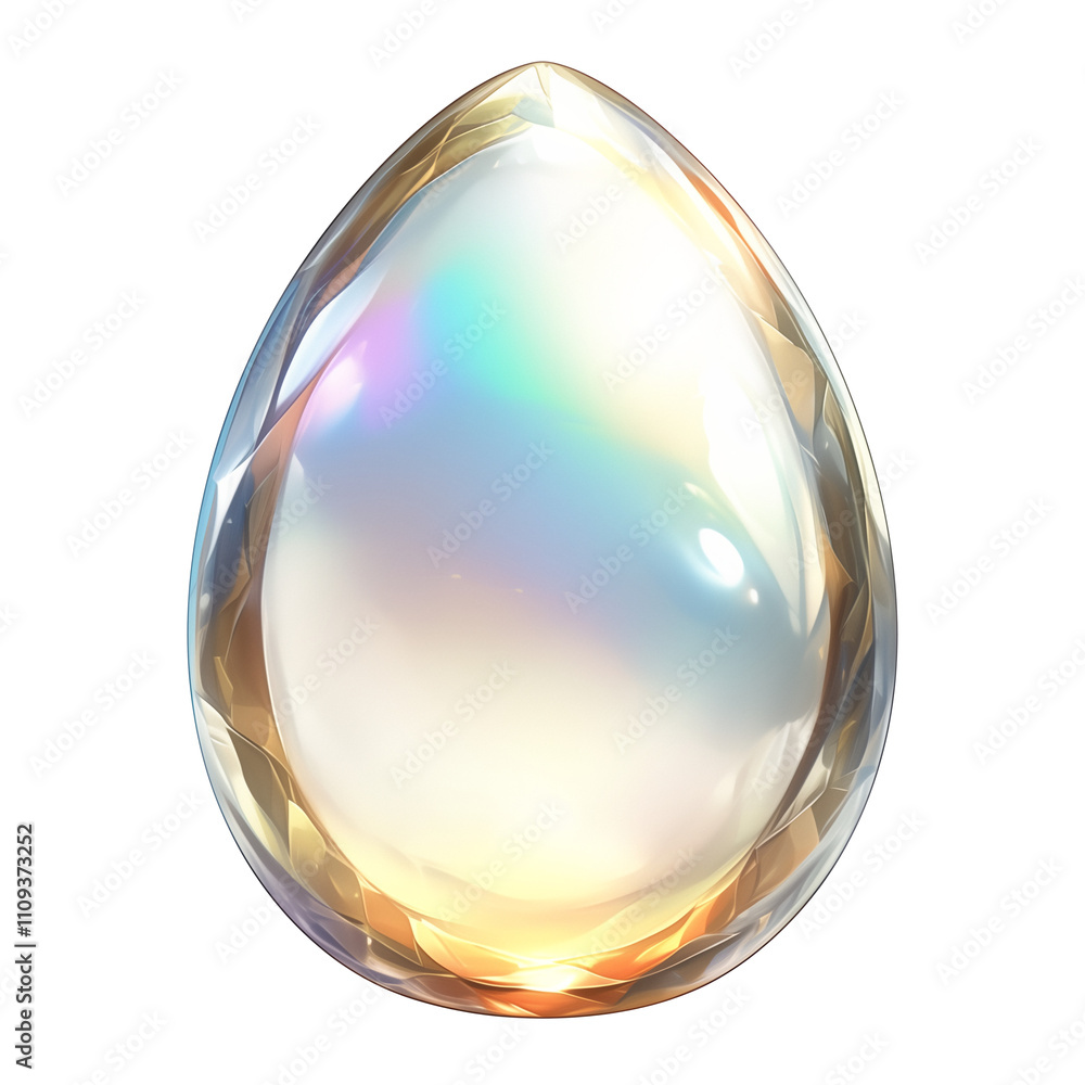 Aufkleber polished moonstone with smooth, reflective surface displays captivating play of colors, isolated on white background. gem iridescence and translucence create mesmerizing effect