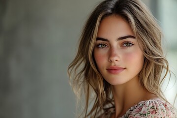 Fototapeta premium Golden Glow Freckles Delicate Young Woman Portrait