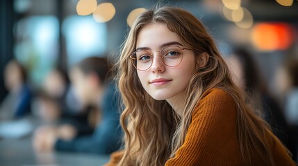 Obraz premium Confident young woman in glasses urban close-up portrait