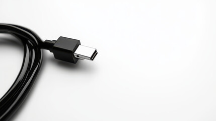 Fototapeta premium Close up of black cable connector on white background