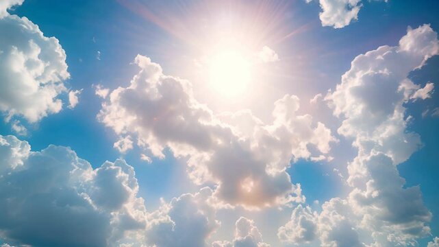 Beautiful Cloudscape with Sun Rays Shining Through