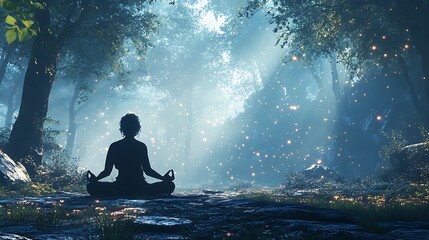 Obraz premium Forest serenity a tranquil meditation experience in nature