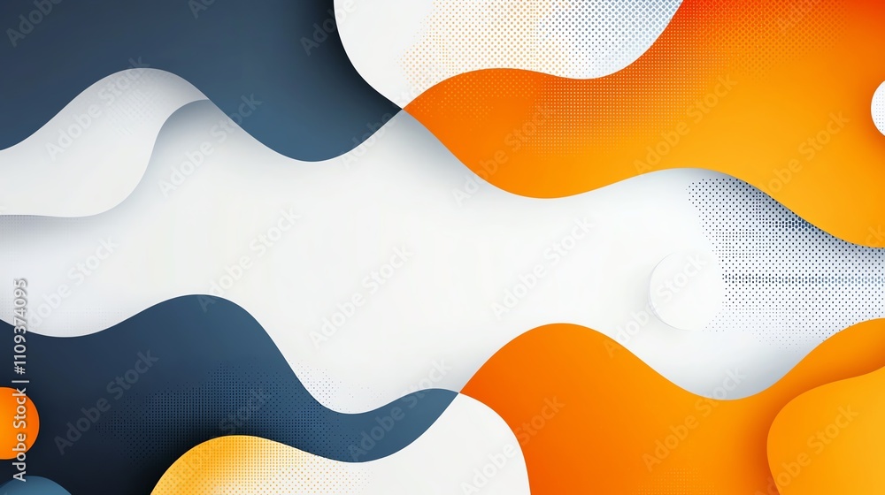Poster a vibrant and dynamic abstract background featuring flowing shapes and a blend of colors like orange