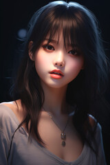 Naklejka premium asian girl k-pop portrait Generative AI
