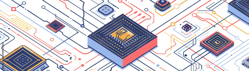 Poster computer chips are the building blocks of the digital revolution: visualize a computer chip as a fou