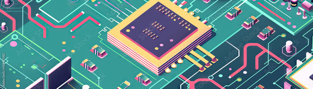 Poster computer chips are the building blocks of the digital revolution: visualize a computer chip as a fou