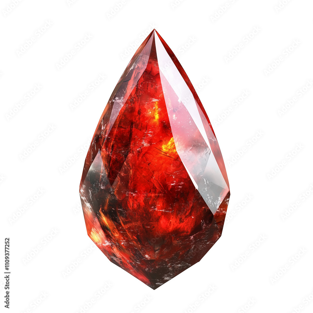 Aufkleber vibrant red spinel gemstone with fiery inclusions is isolated on white background, showcasing its br