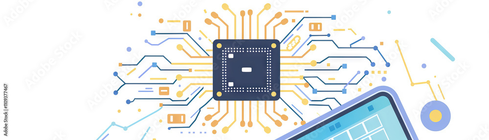 Poster computer chips are the silent workers, tirelessly powering our digital lives: depict a computer chip