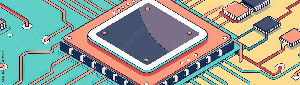 Poster computer chips are the silent workers, tirelessly powering our digital lives: depict a computer chip