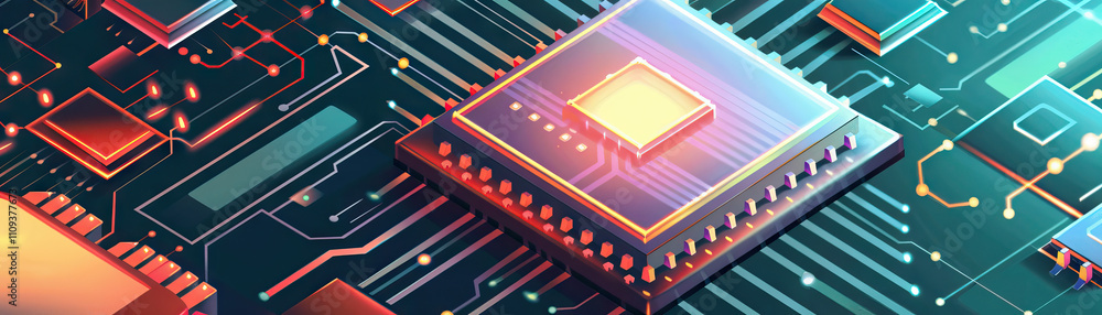 Poster computer chips are the silent workers, tirelessly powering our digital lives: depict a computer chip