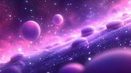 Surreal Space Wonderland Floating Macarons in a Celestial Realm