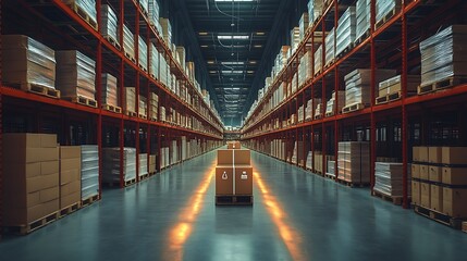 Fototapeta premium Warehouse logistics industrial space and supply chain solutions