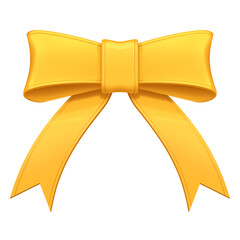 vibrant yellow satin ribbon bow with elegant loops and tails, isolated on white background, symbolizing celebration and achievement