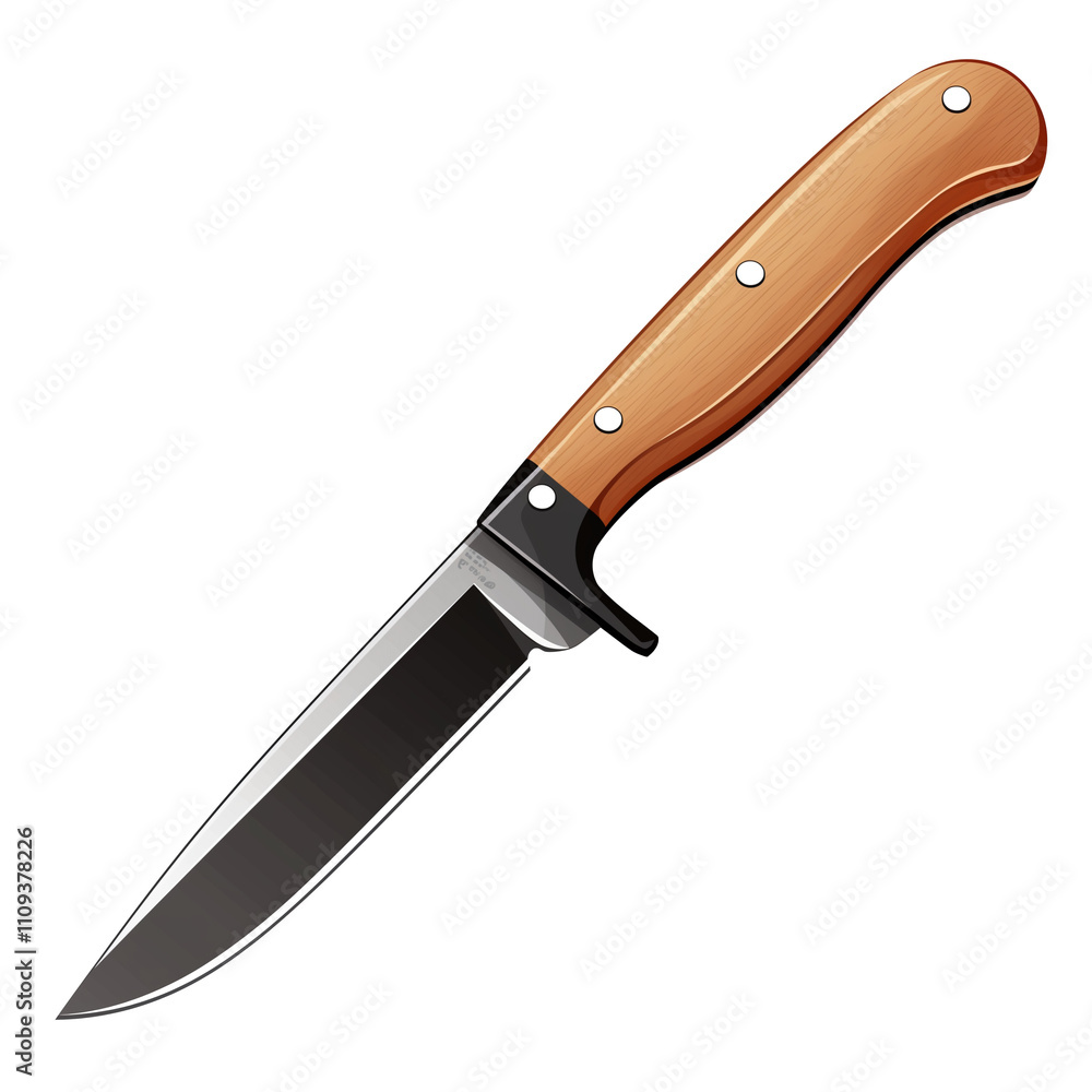 Aufkleber sharp utility knife with wooden handle isolated on white background, showcasing its sleek design and functionality. Ideal for various cutting tasks, it combines practicality with style